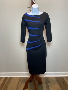 Rephyllis Black and Blue Long Sleeve Sheath Dress Size M New With Tag